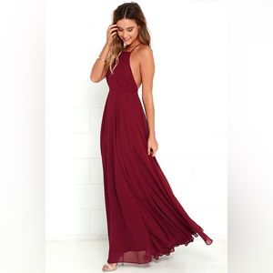 Lulu’s “Mythical Kind of Love” wine colored floor length dress